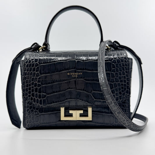 Givenchy Storm Grey Eden Mini Croc Effect Leather Bag