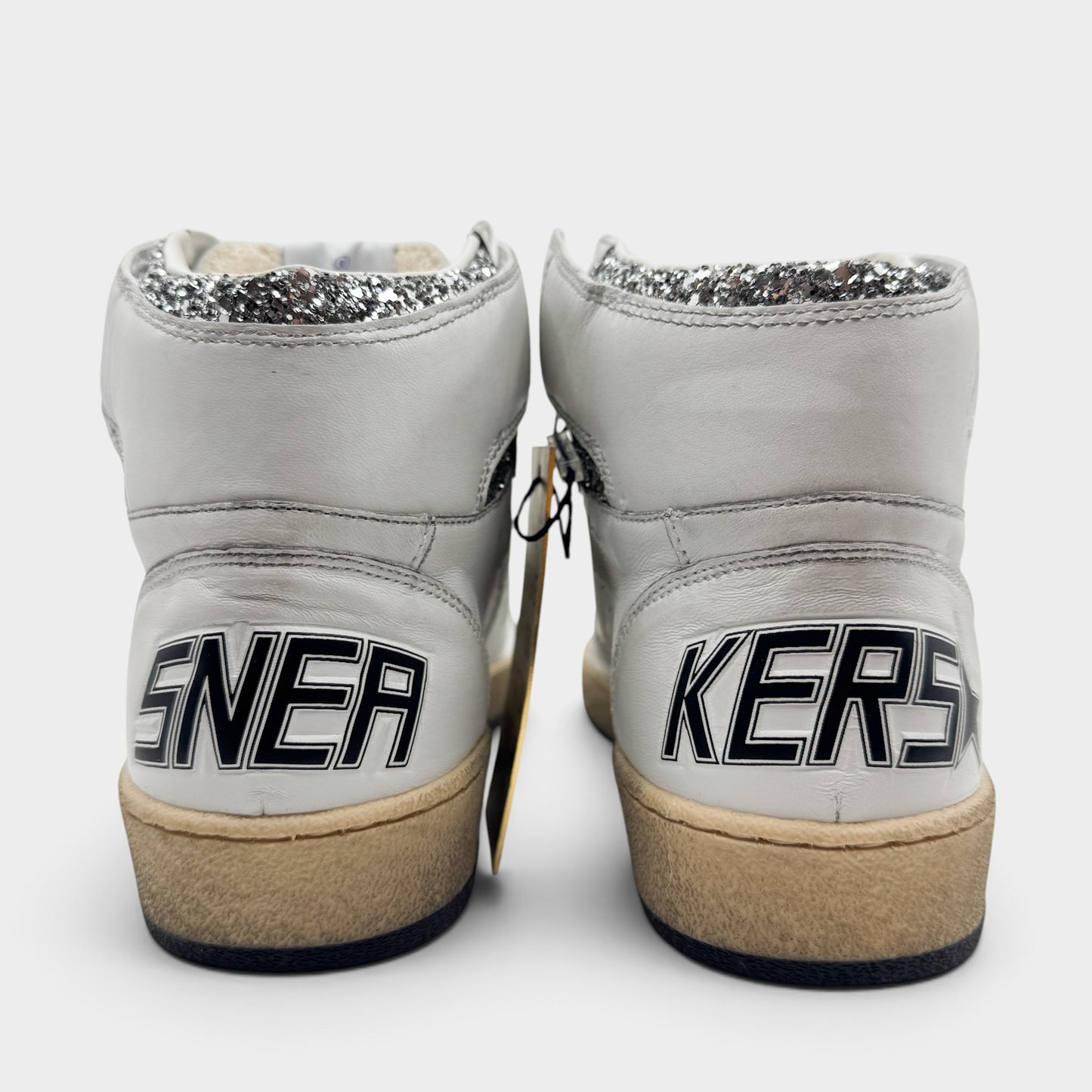 Golden Goose Sky Star White Silver Glitter High Top Leather Sneakers EU40 ~ AU9.5 [NEW]