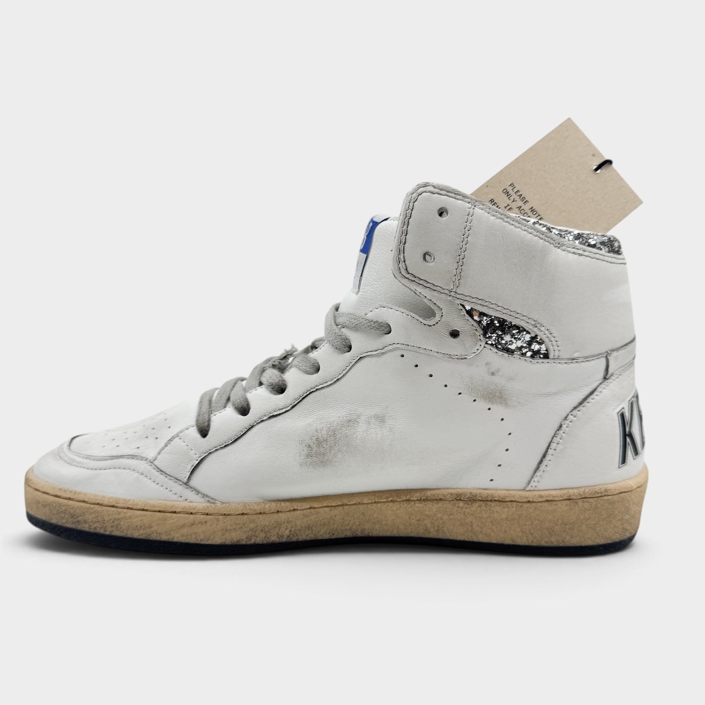 Golden Goose Sky Star White Silver Glitter High Top Leather Sneakers EU40 ~ AU9.5 [NEW]