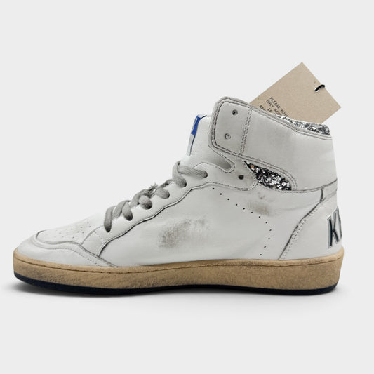 Golden Goose Sky Star White Silver Glitter High Top Leather Sneakers EU40 ~ AU9.5 [NEW]