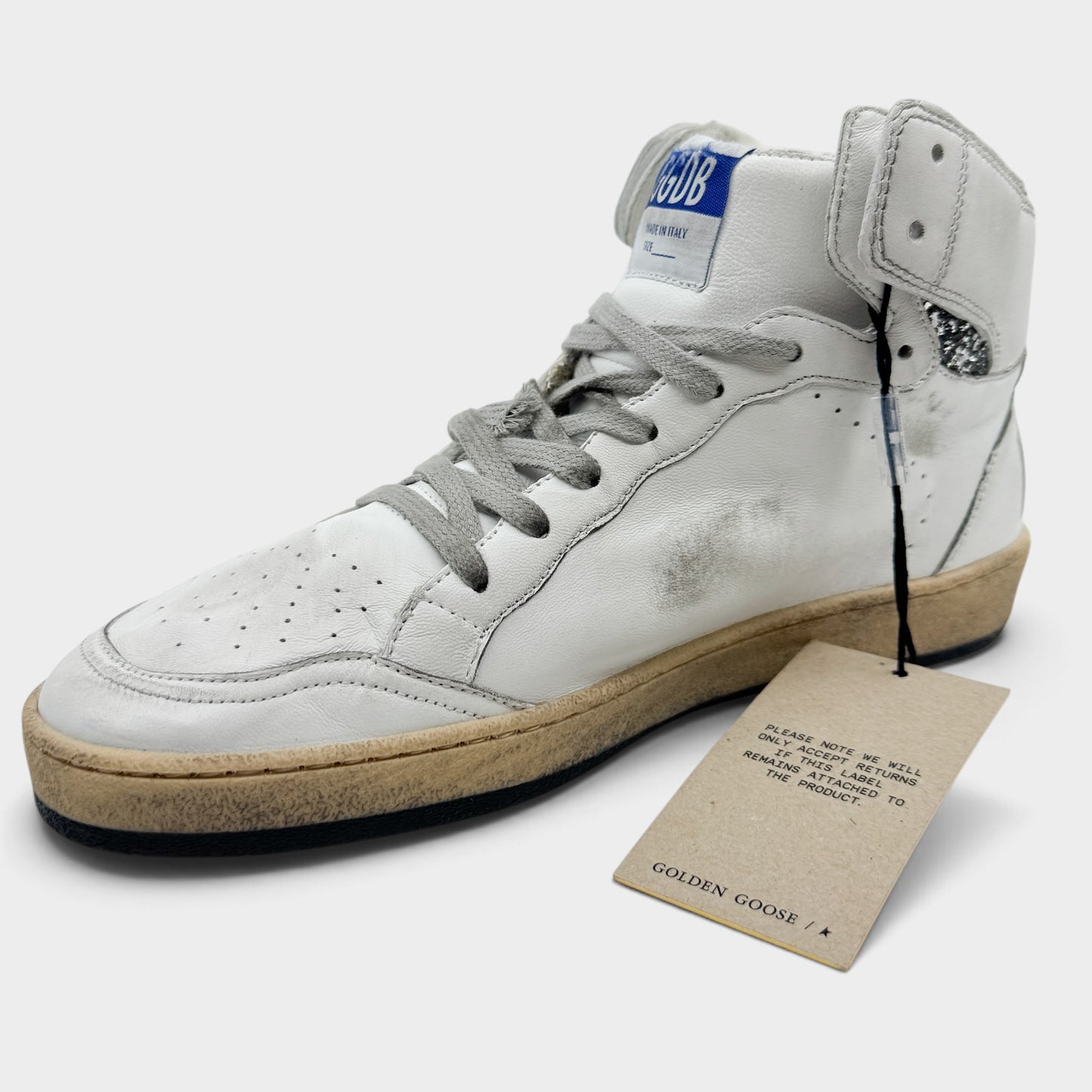 Golden Goose Sky Star White Silver Glitter High Top Leather Sneakers EU40 ~ AU9.5 [NEW]