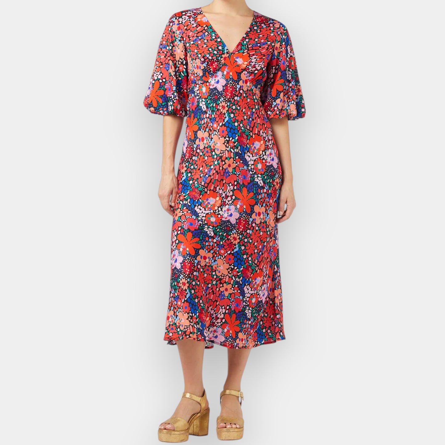 Gorman Red & Blue Floral Petal Dance Party Dress AU10 [NEW]