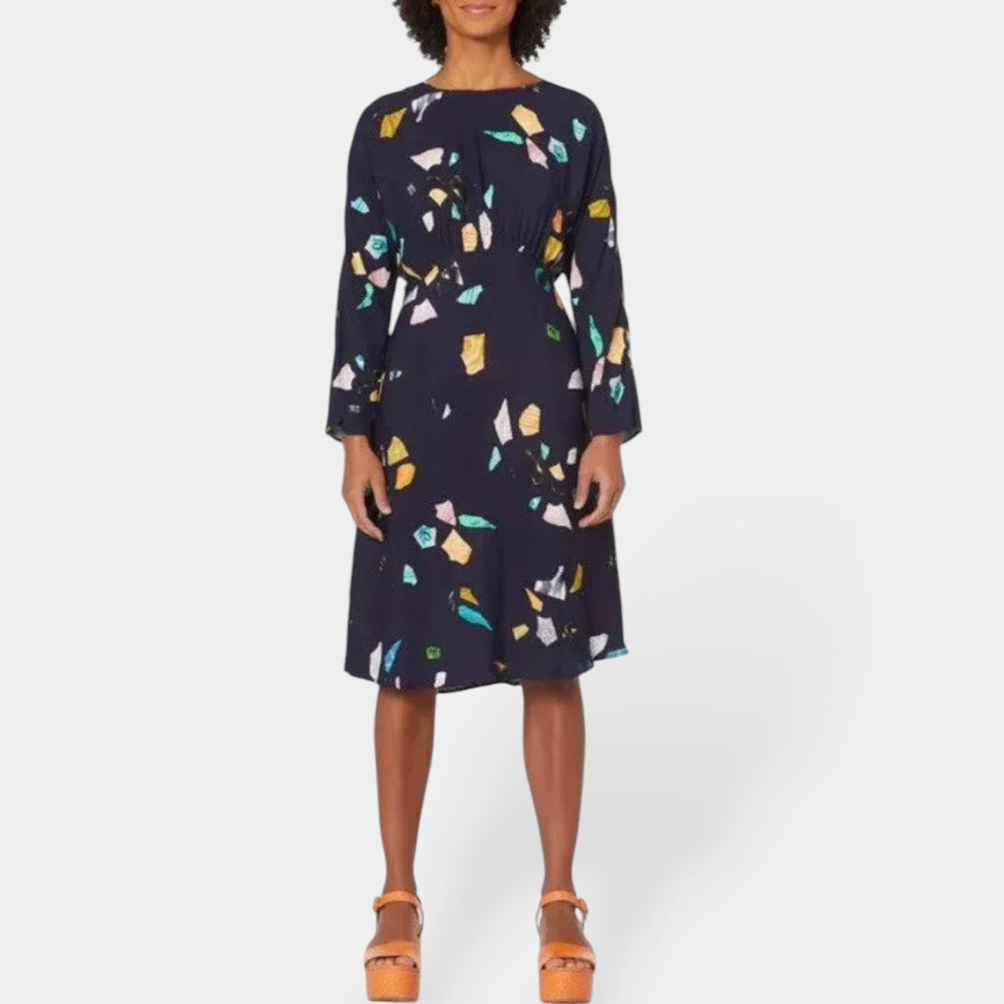 Gorman Navy Blue Terrazzo Print Midi Dress AU10