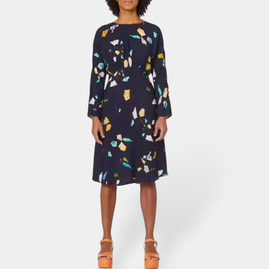 Gorman Navy Blue Terrazzo Print Midi Dress AU10