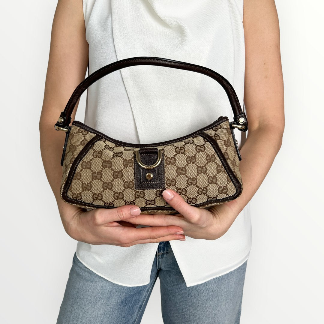 Gucci GG Brown Canvas & Leather Abbey D-Ring Bag