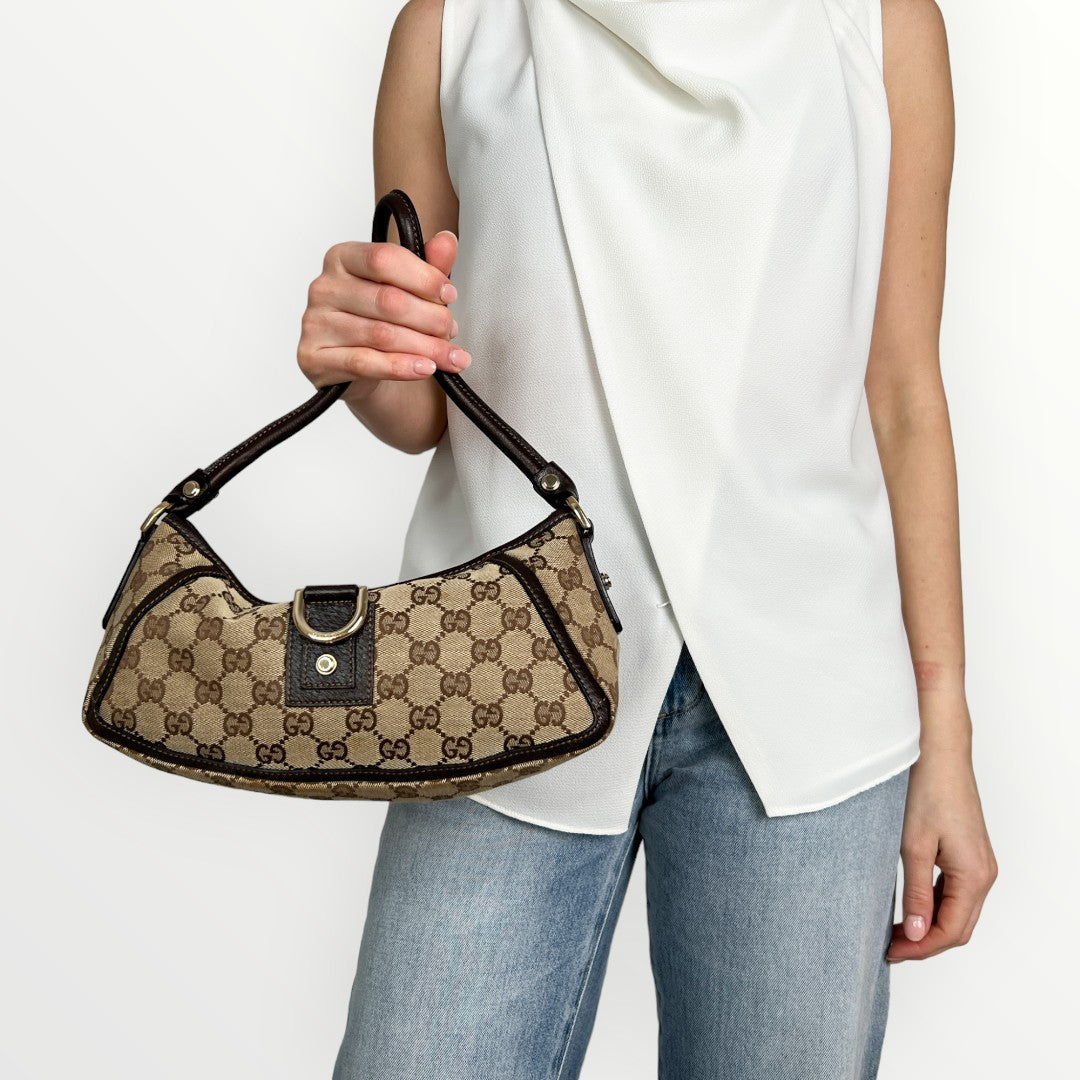 Gucci GG Brown Canvas & Leather Abbey D-Ring Bag