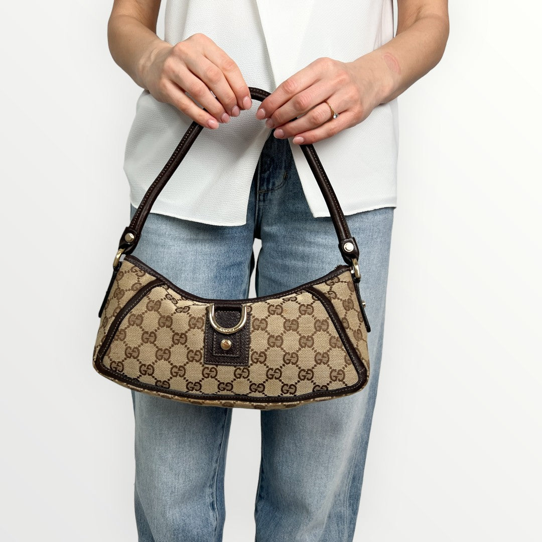 Gucci GG Brown Canvas & Leather Abbey D-Ring Bag