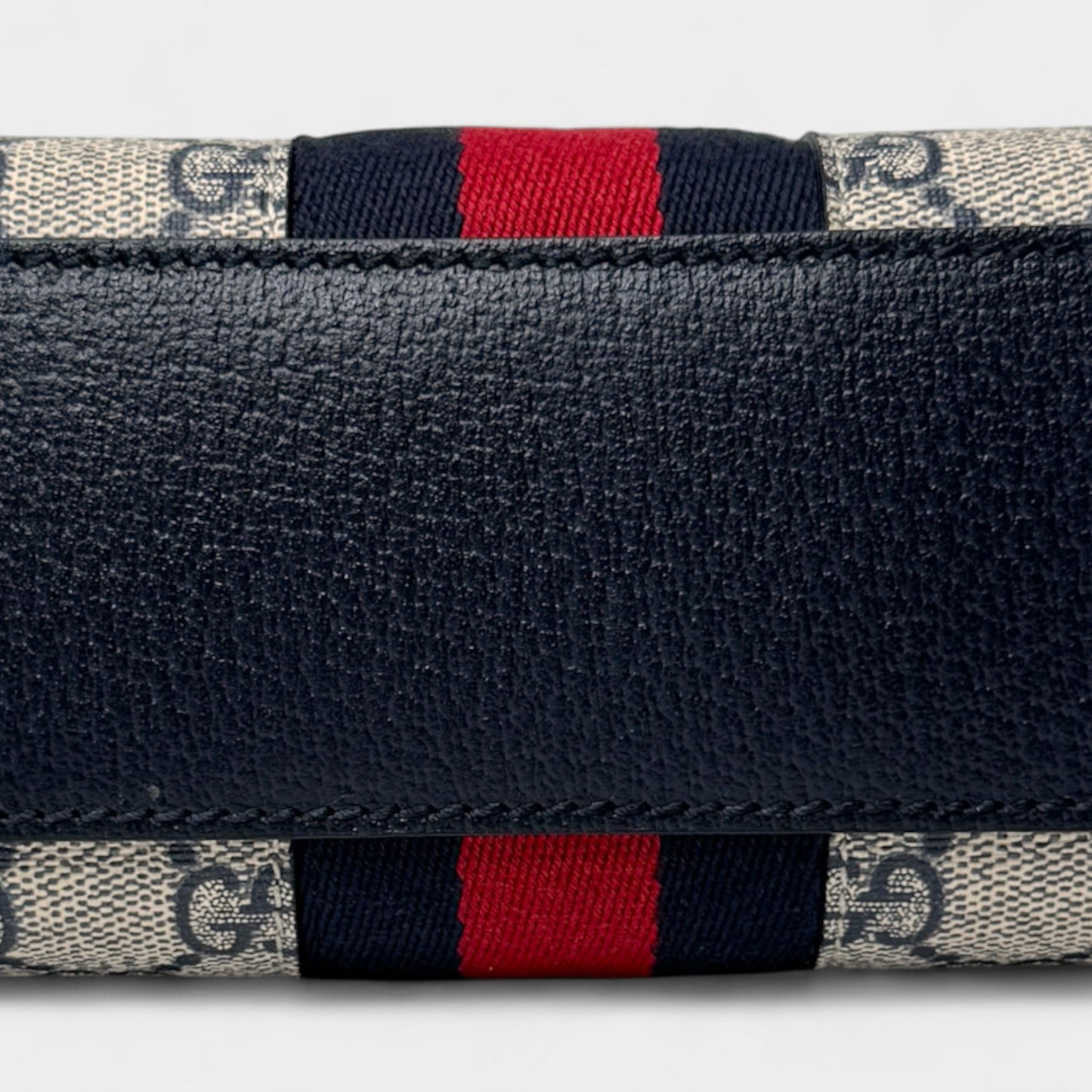 Gucci GG Supreme Monogram Navy Red Stripe Ophidia Crossbody Bag