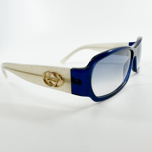 Gucci Vintage Blue Gold Rectangle Sunglasses [GG 2935/S]