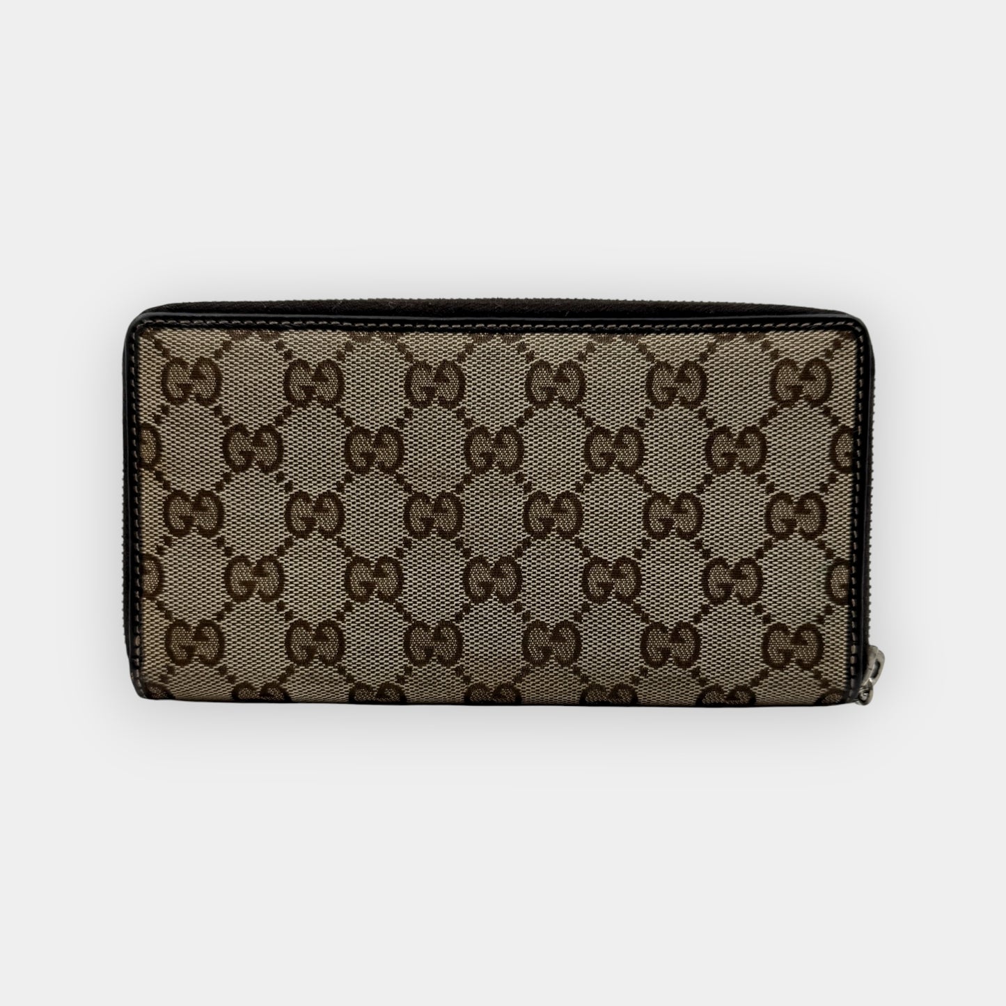 Gucci GG Brown Logo Canvas Zip Around Long Wallet [224246]