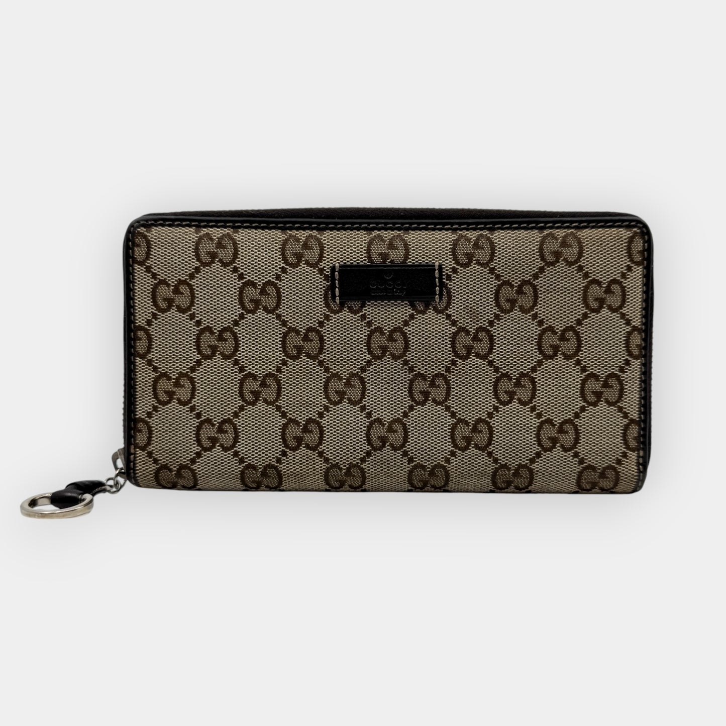 Gucci GG Brown Logo Canvas Zip Around Long Wallet [224246]