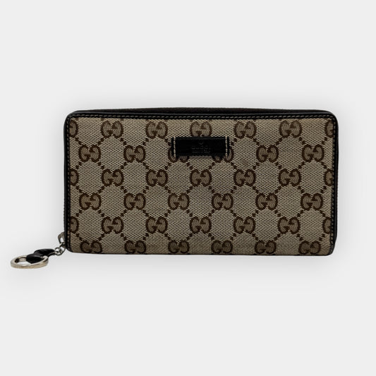 Gucci GG Brown Logo Canvas Zip Around Long Wallet [224246]