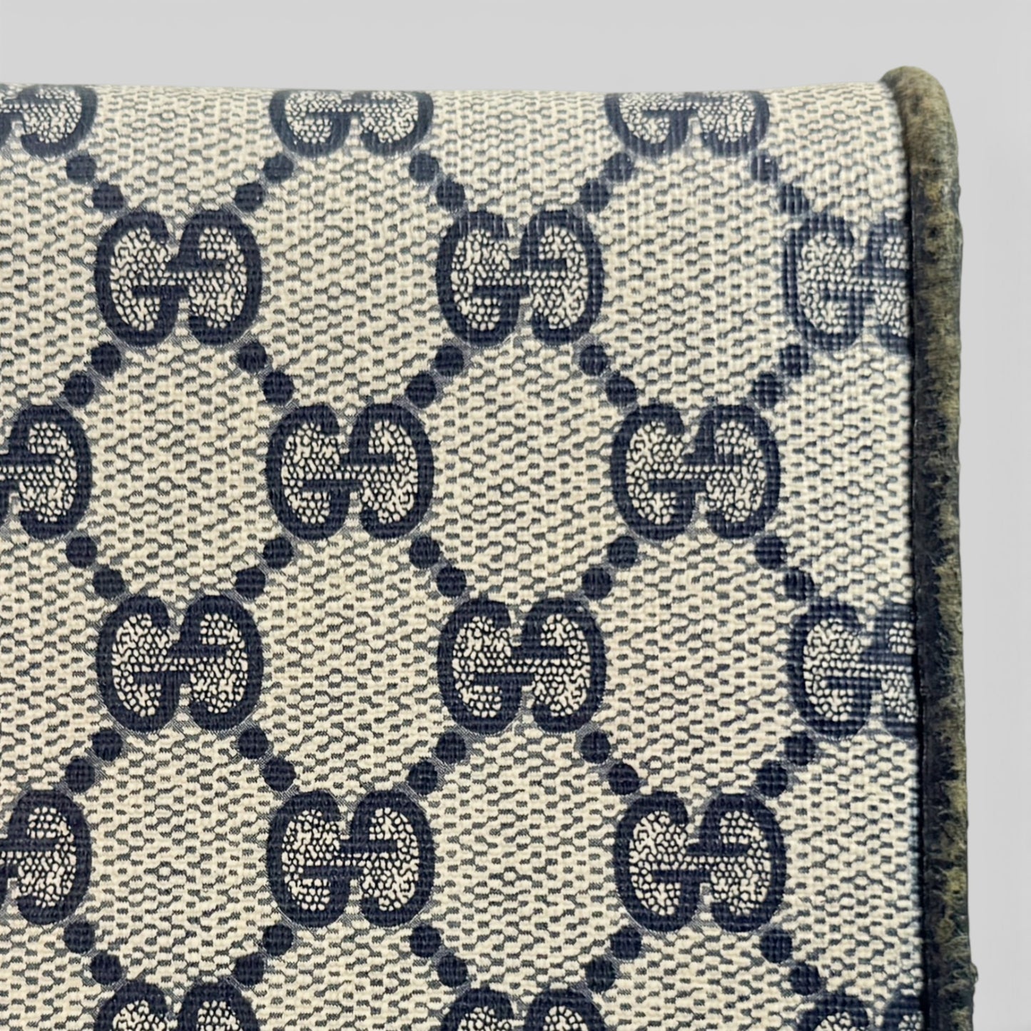 Gucci Vintage Ophidia Beige Navy Blue GG Monogram Logo Clutch Bag