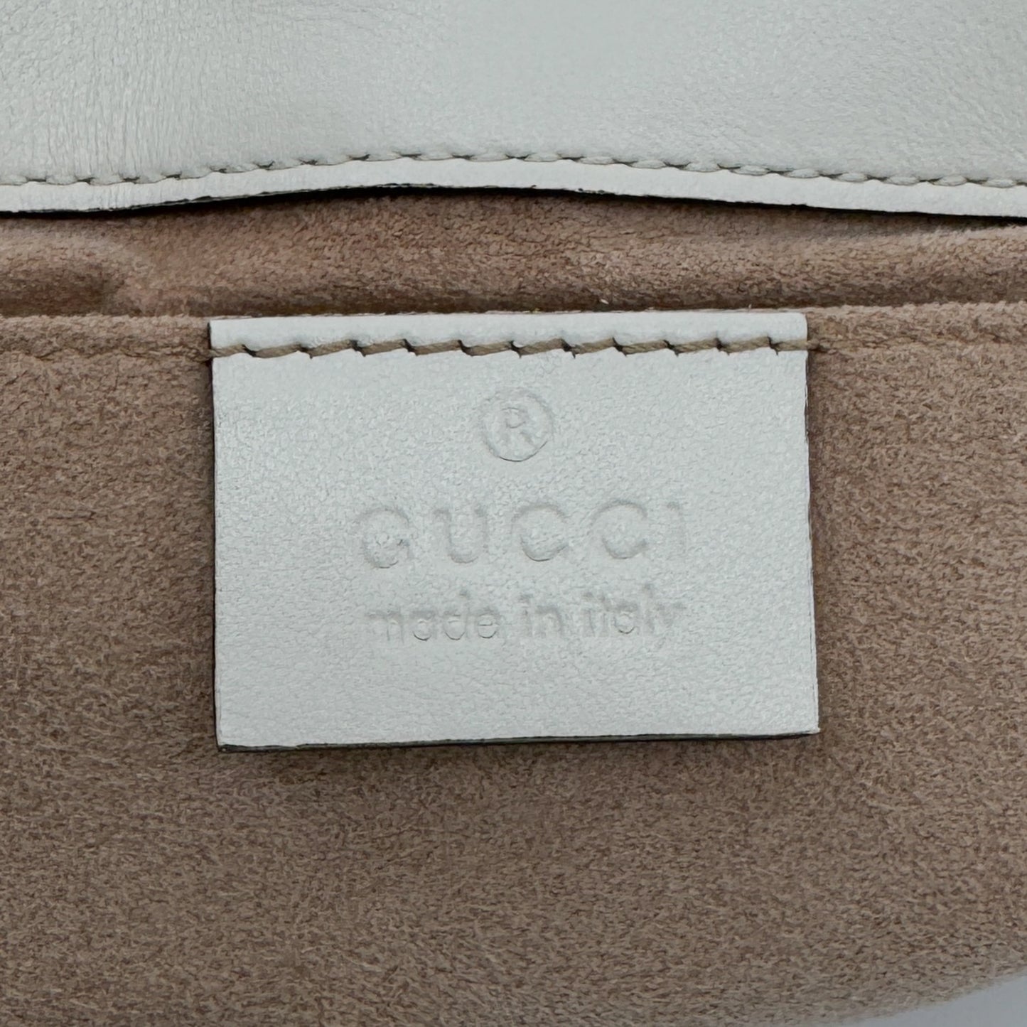 Gucci Off White Matelassé Leather Chevron Quilted GG Marmont Small Bag