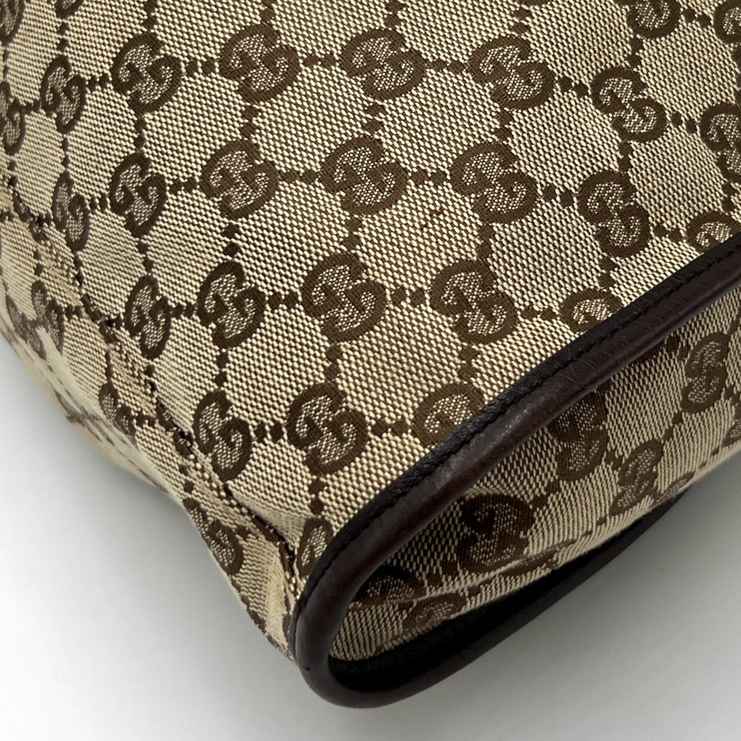 Gucci GG Canvas & Leather Trim Gathered Shoulder Handbag