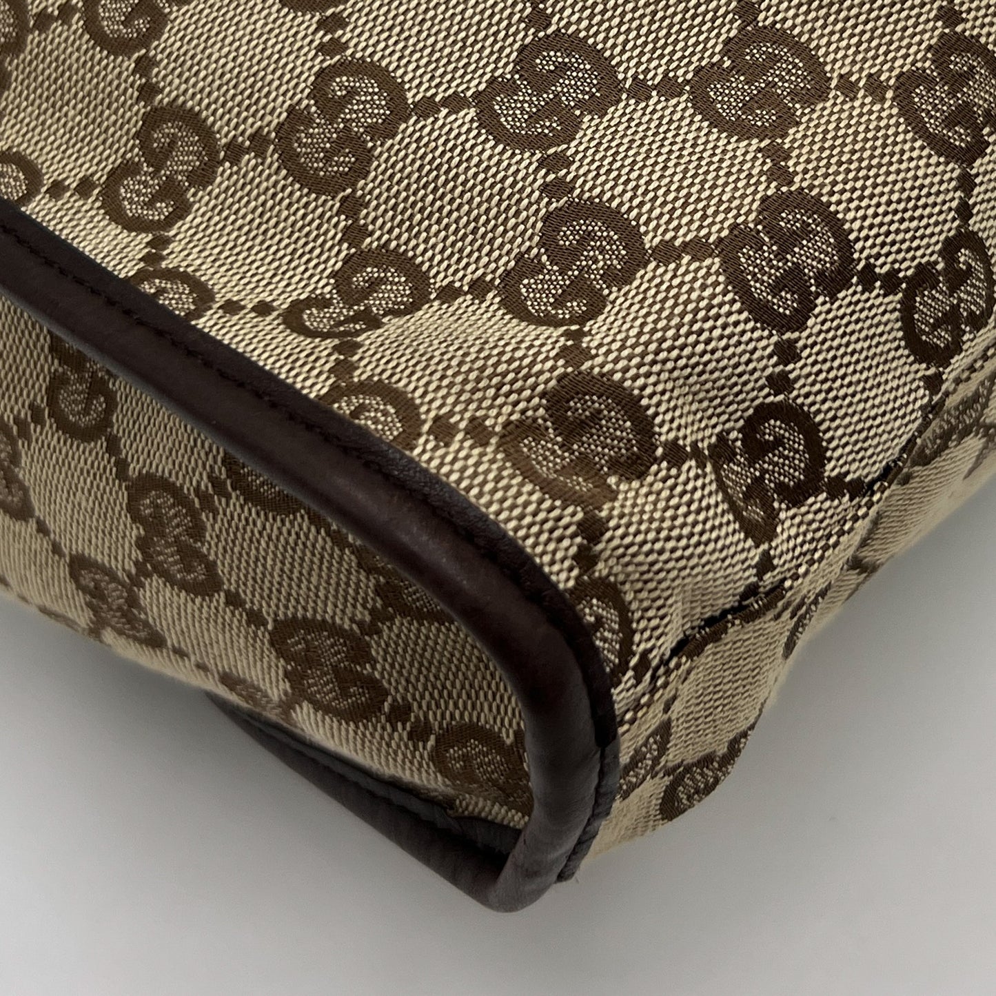 Gucci GG Canvas & Leather Trim Gathered Shoulder Handbag