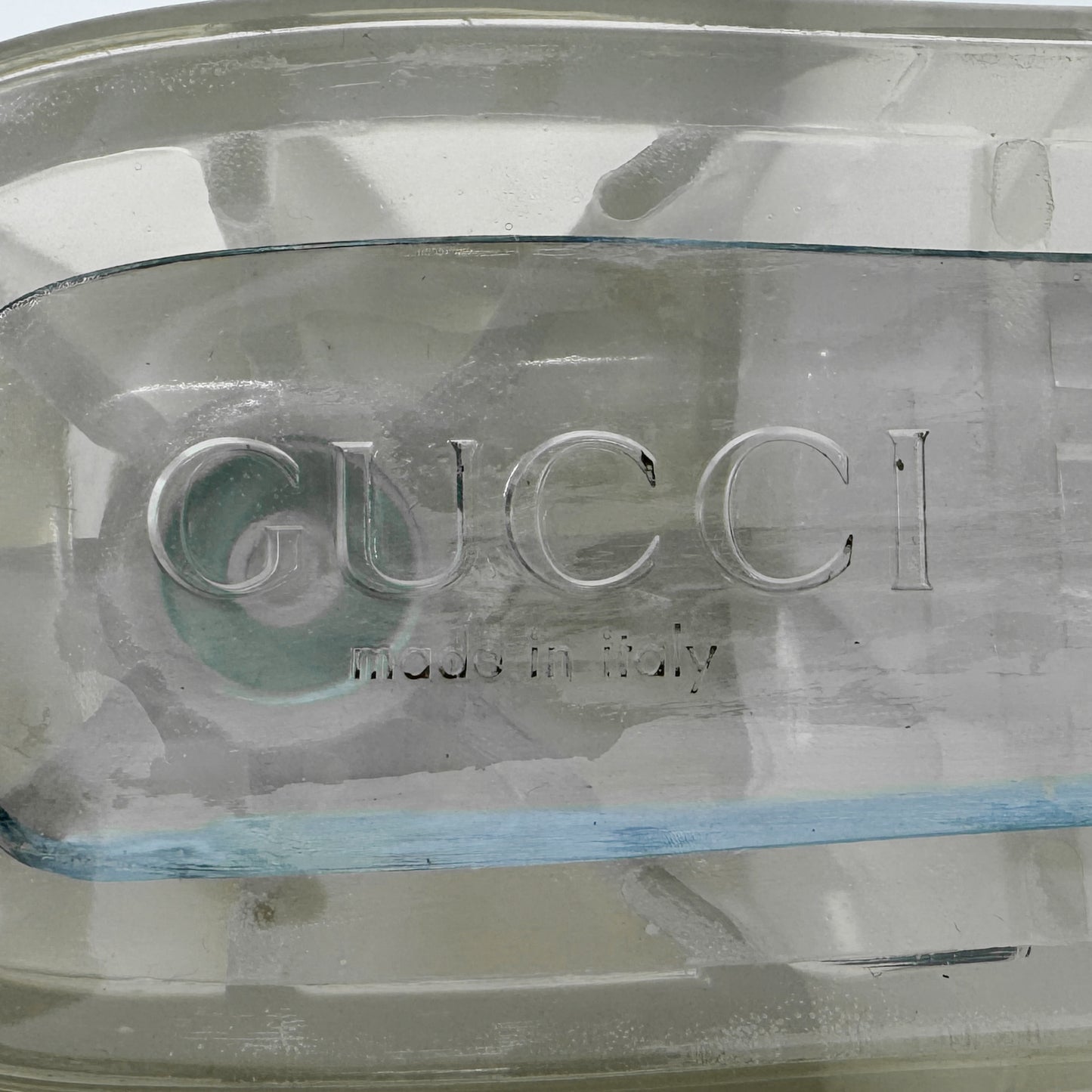 Gucci Logo Transparent Rubber Block Heel Slide Mule Shoes EU38 ~ AU7