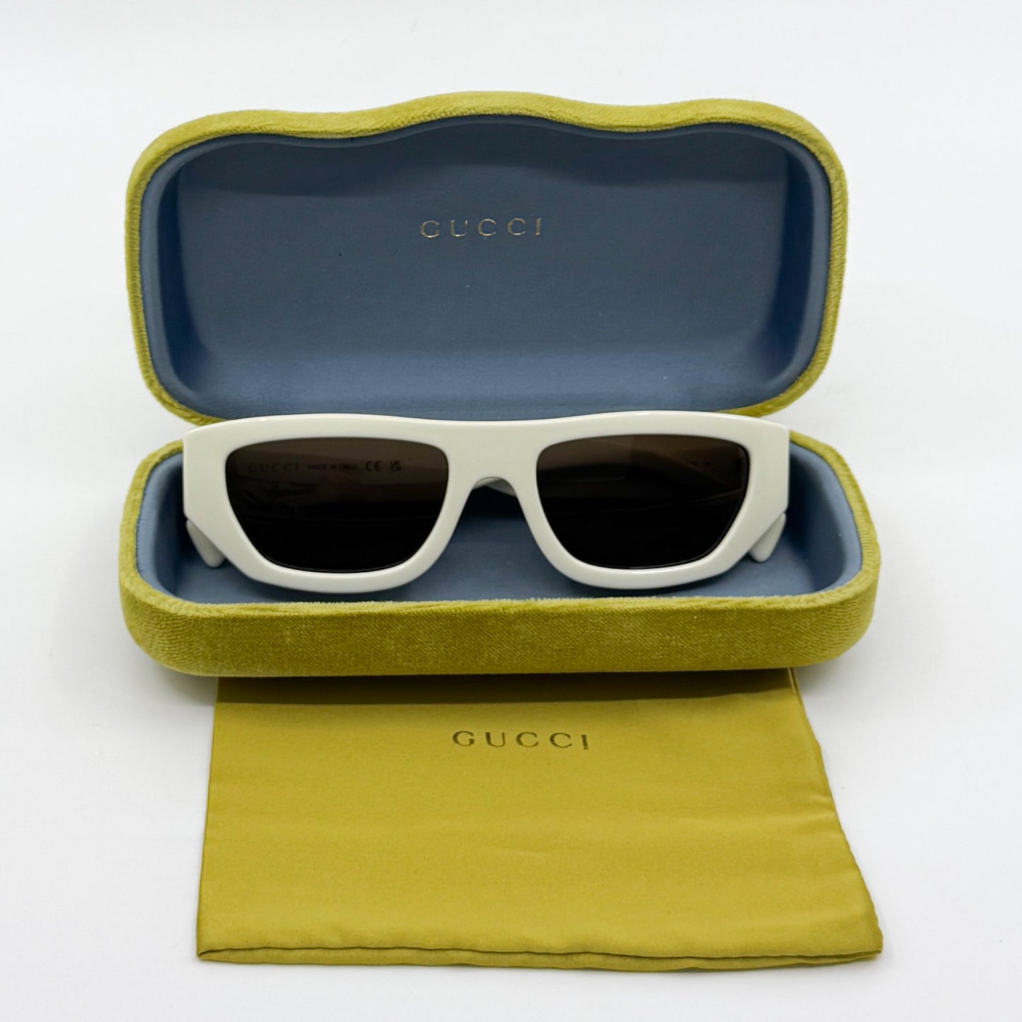 Gucci Cream Rectangle Sunglasses Unisex [GG1134S]