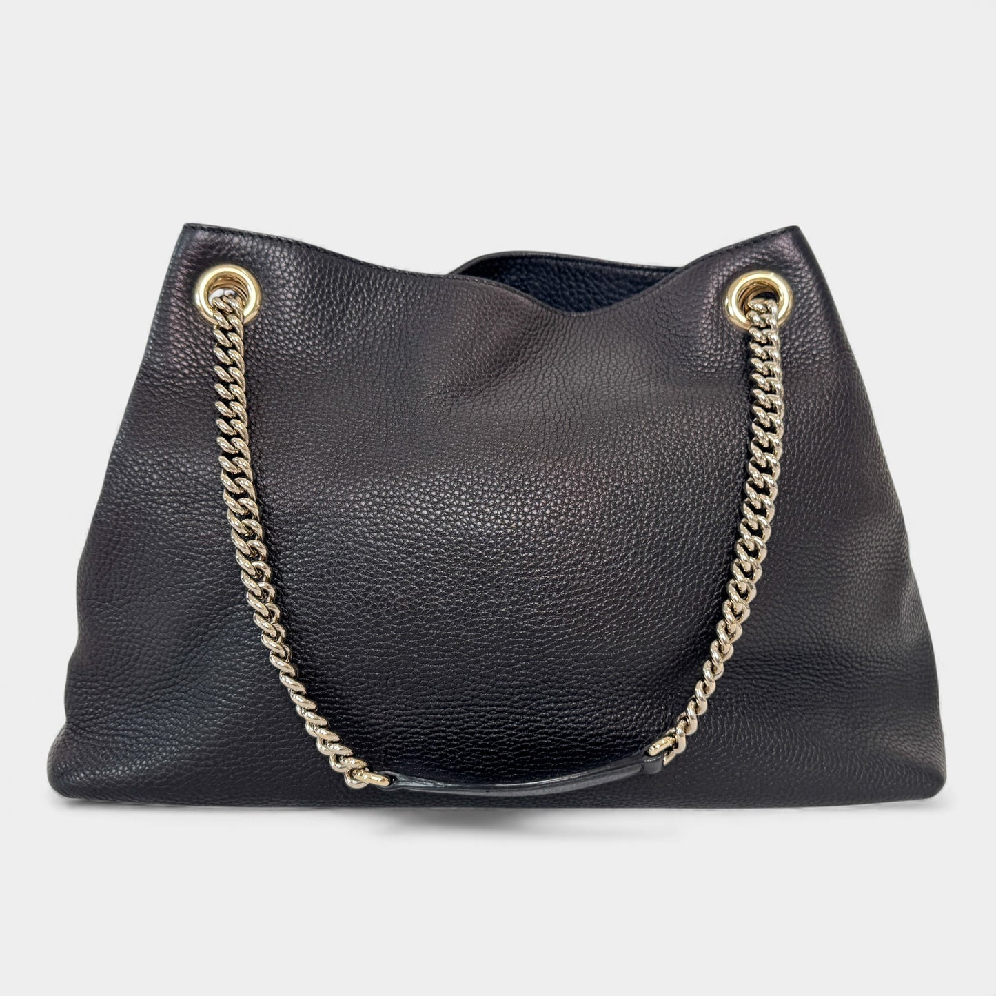 Gucci Soho Double Chain Black Leather Tote Handbag