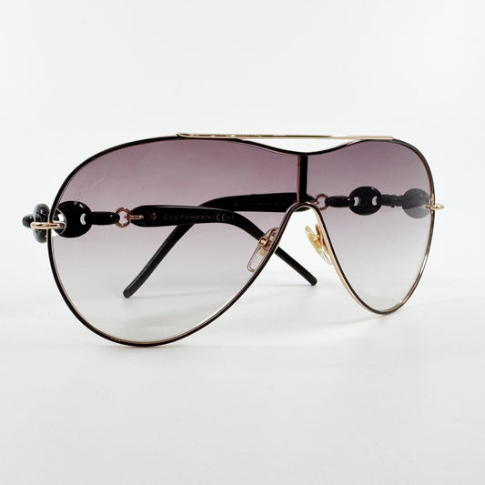 Gucci Vintage Pink Brown Marina Chain Aviator Shield Sunglasses [GG 4203/S]