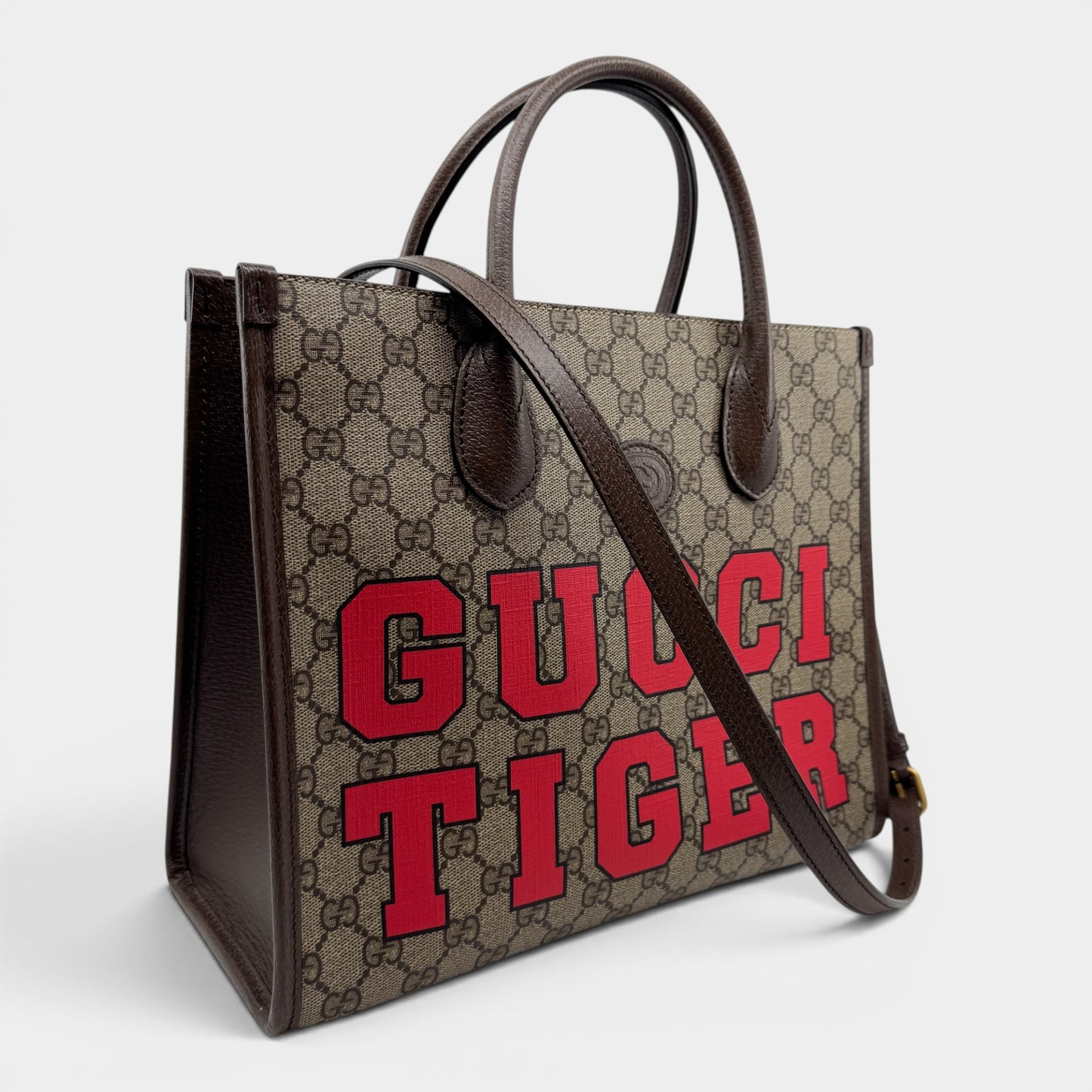Gucci GG Supreme Canvas Tiger Print Tote Bag