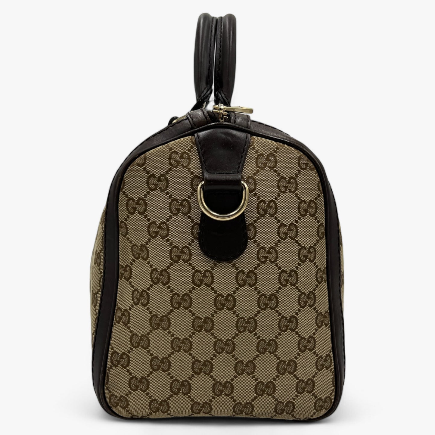 Gucci GG Canvas Leather Vintage Web Boston Bag