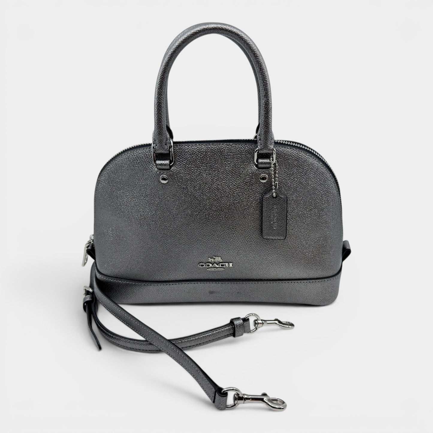Coach Gunmetal Metallic Silver Mini Sierra Satchel Bag