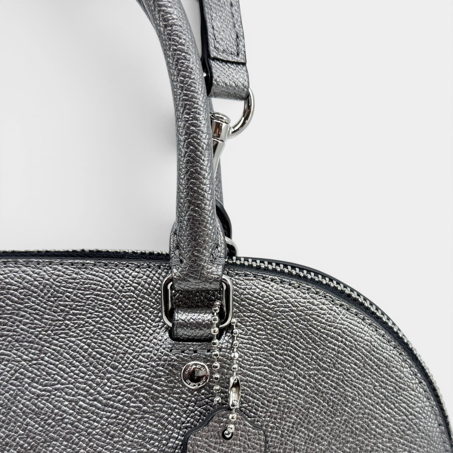 Coach Gunmetal Metallic Silver Mini Sierra Satchel Bag