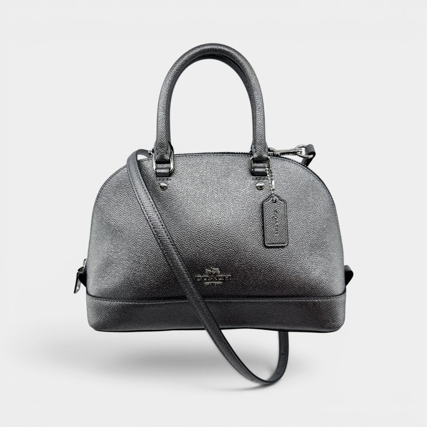 Coach Gunmetal Metallic Silver Mini Sierra Satchel Bag