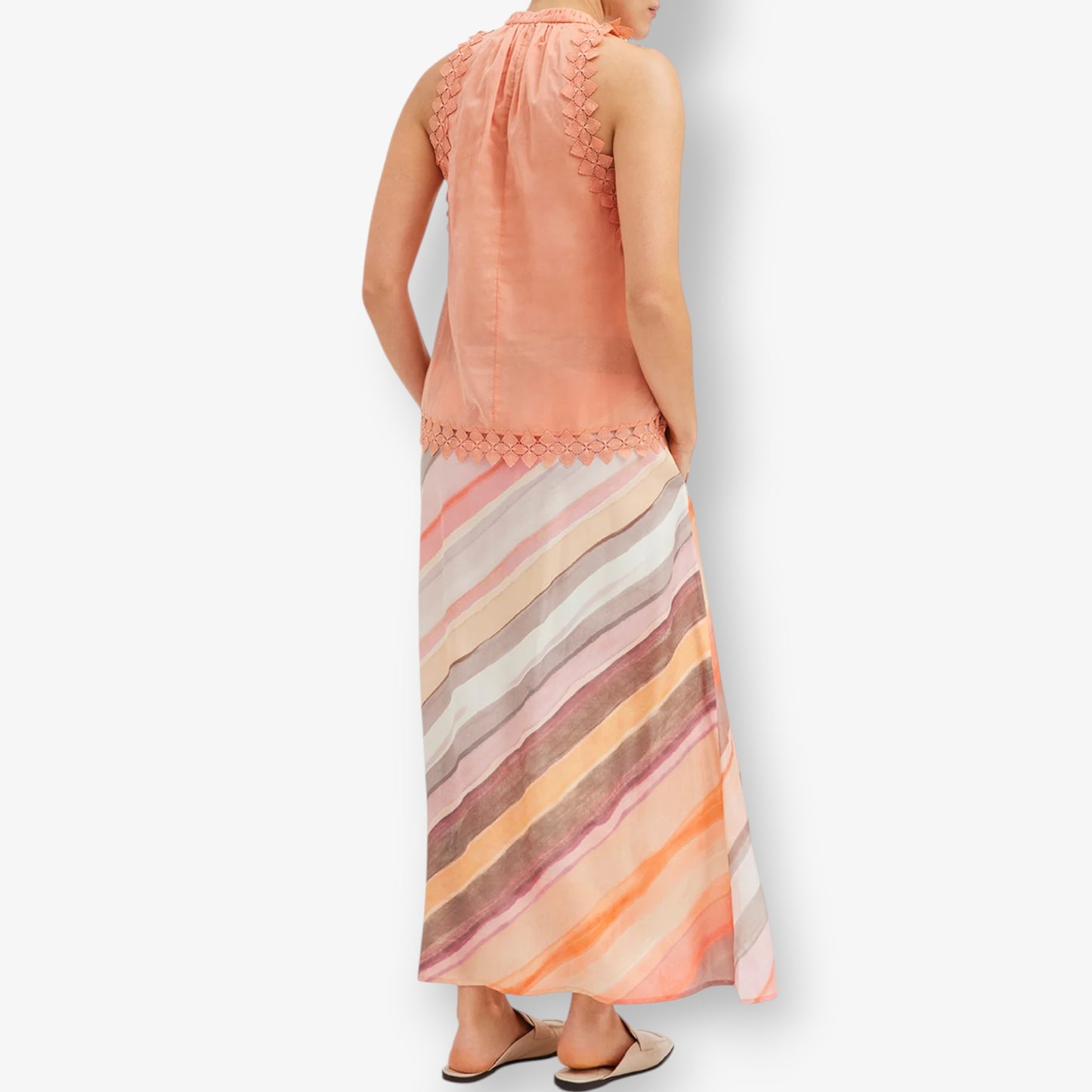 Gustav Pink Orange Diagonal Stripe 'Gabi' Skirt EU42 ~ Large ~ AU12-14 [NEW]