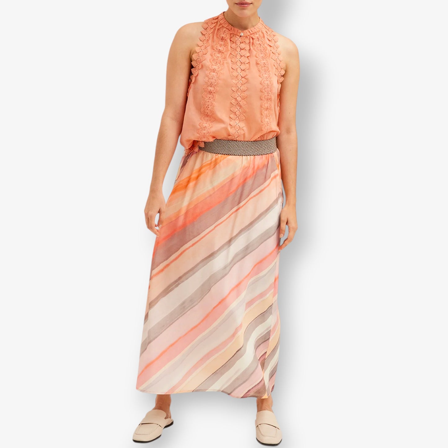 Gustav Pink Orange Diagonal Stripe 'Gabi' Skirt EU42 ~ Large ~ AU12-14 [NEW]