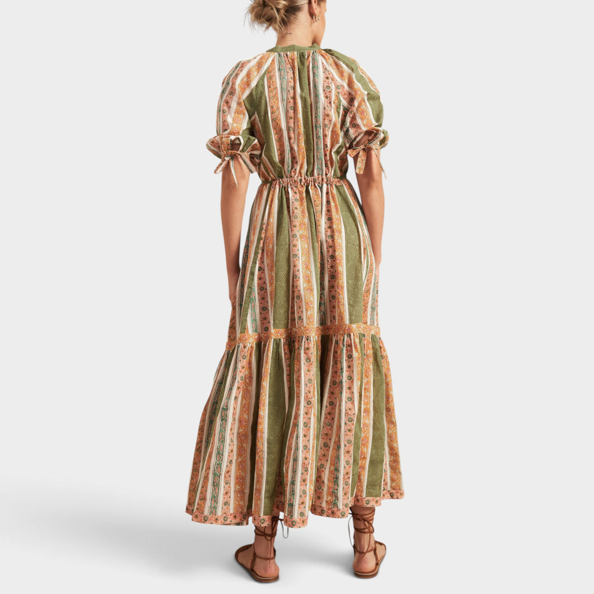 Hannah Artwear Green Orange Floral Cotton Frankie Dress 1 ~ AU8-10