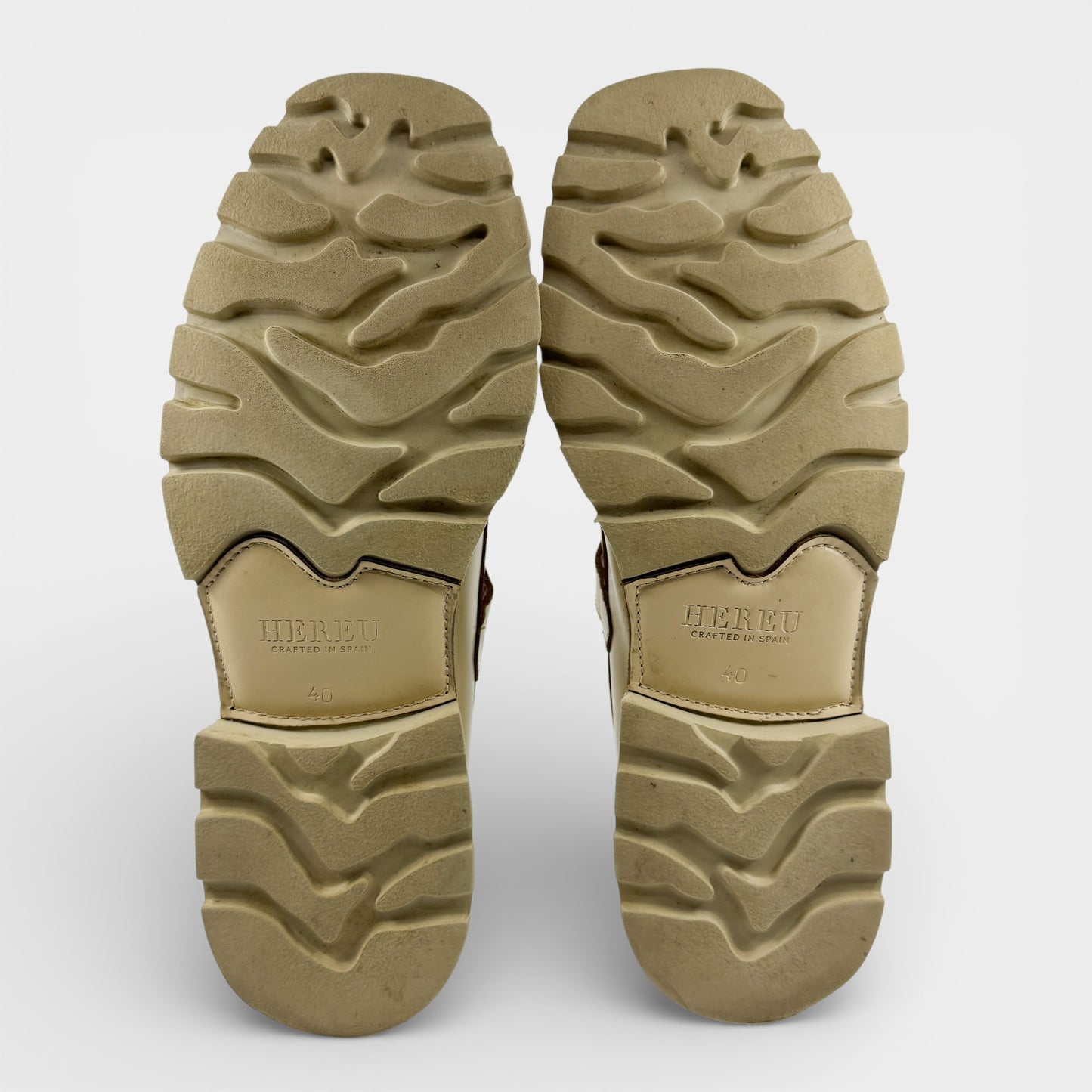 Hereu Cream Leather T- Bar Loafer Shoes EU40 ~ AU9