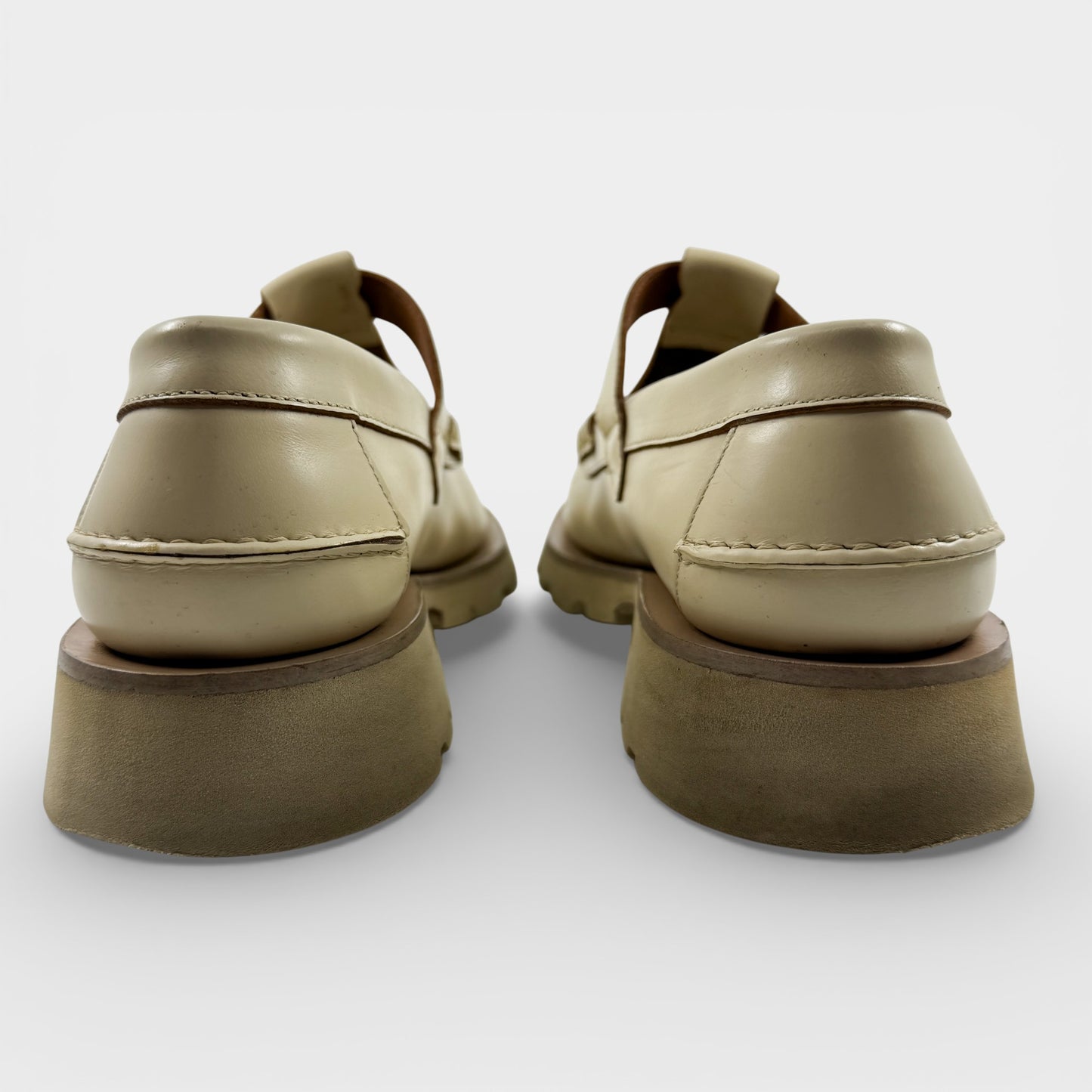 Hereu Cream Leather T- Bar Loafer Shoes EU40 ~ AU9