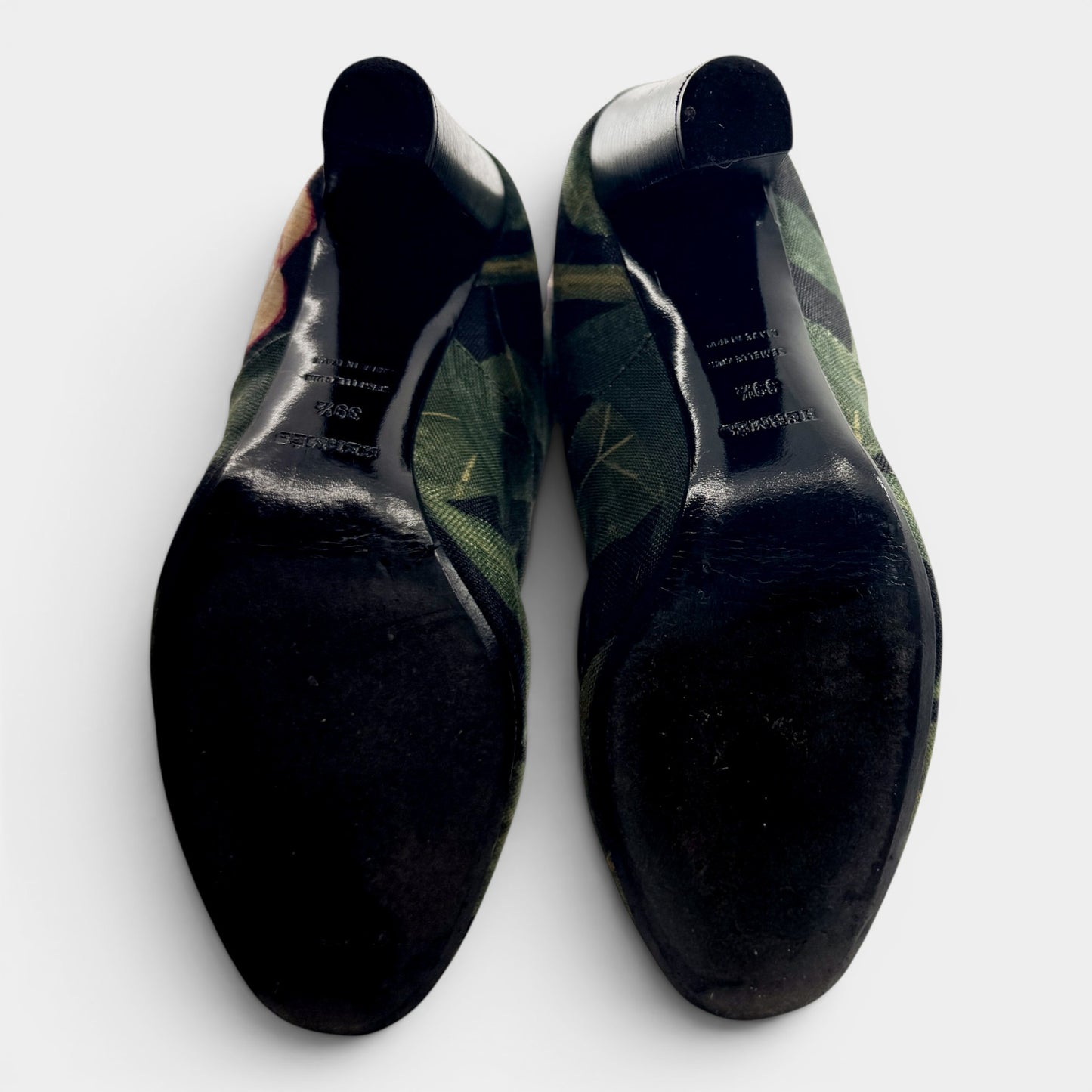 Hermès Green Floral Linen & Leather Lined Long Boots EU39.5 ~ AU8.5