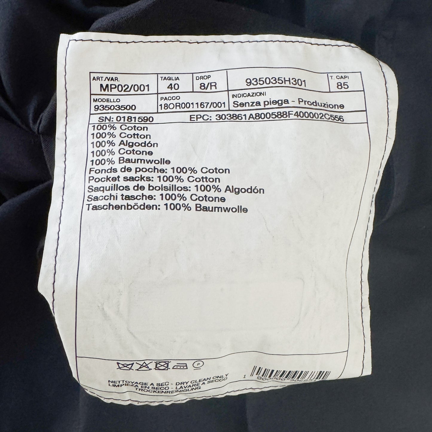 Hermès Dark Navy Blue Cotton Gabardine Casual Pants EU40 ~ US6 ~ AU10