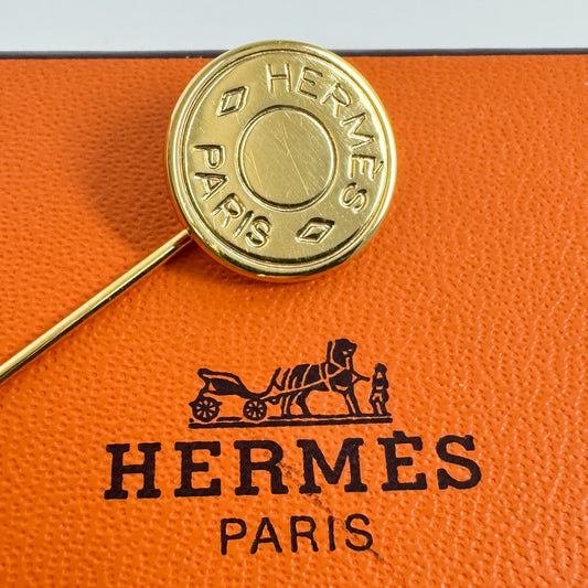 Hermès Clou de Selle Gold-Plated Stick Pin Brooch
