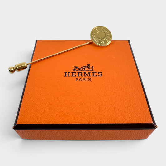 Hermès Clou de Selle Gold-Plated Stick Pin Brooch