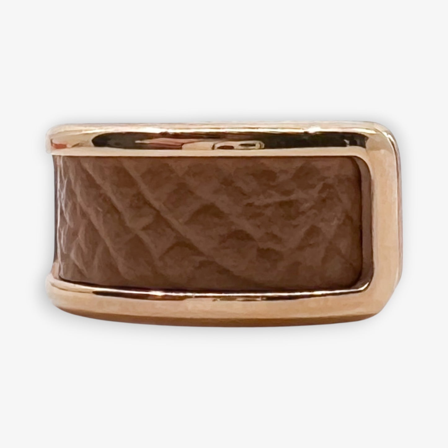 Hermès Gold & Brown Leather Olympe Single Ear Cuff Small