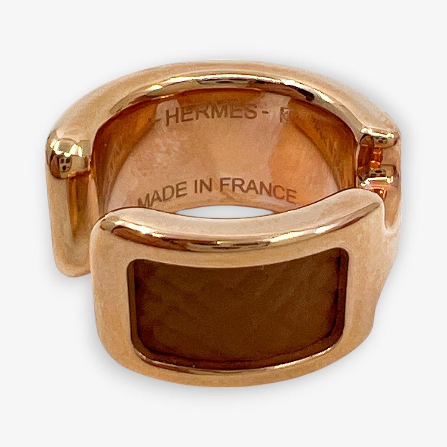 Hermès Gold & Brown Leather Olympe Single Ear Cuff Small