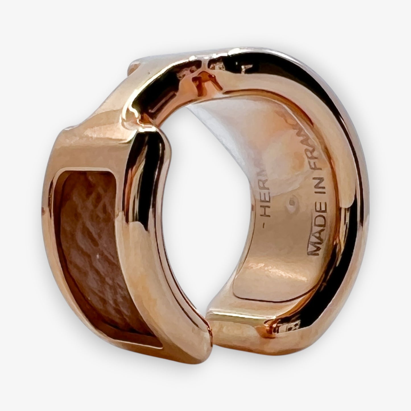 Hermès Gold & Brown Leather Olympe Single Ear Cuff Small