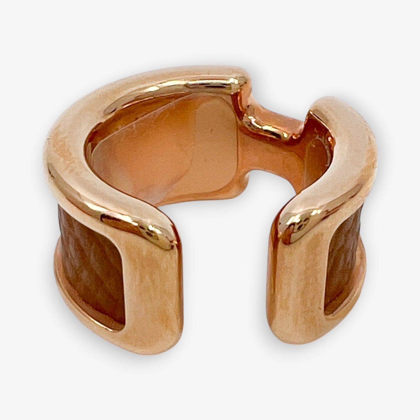 Hermès Gold & Brown Leather Olympe Single Ear Cuff Small