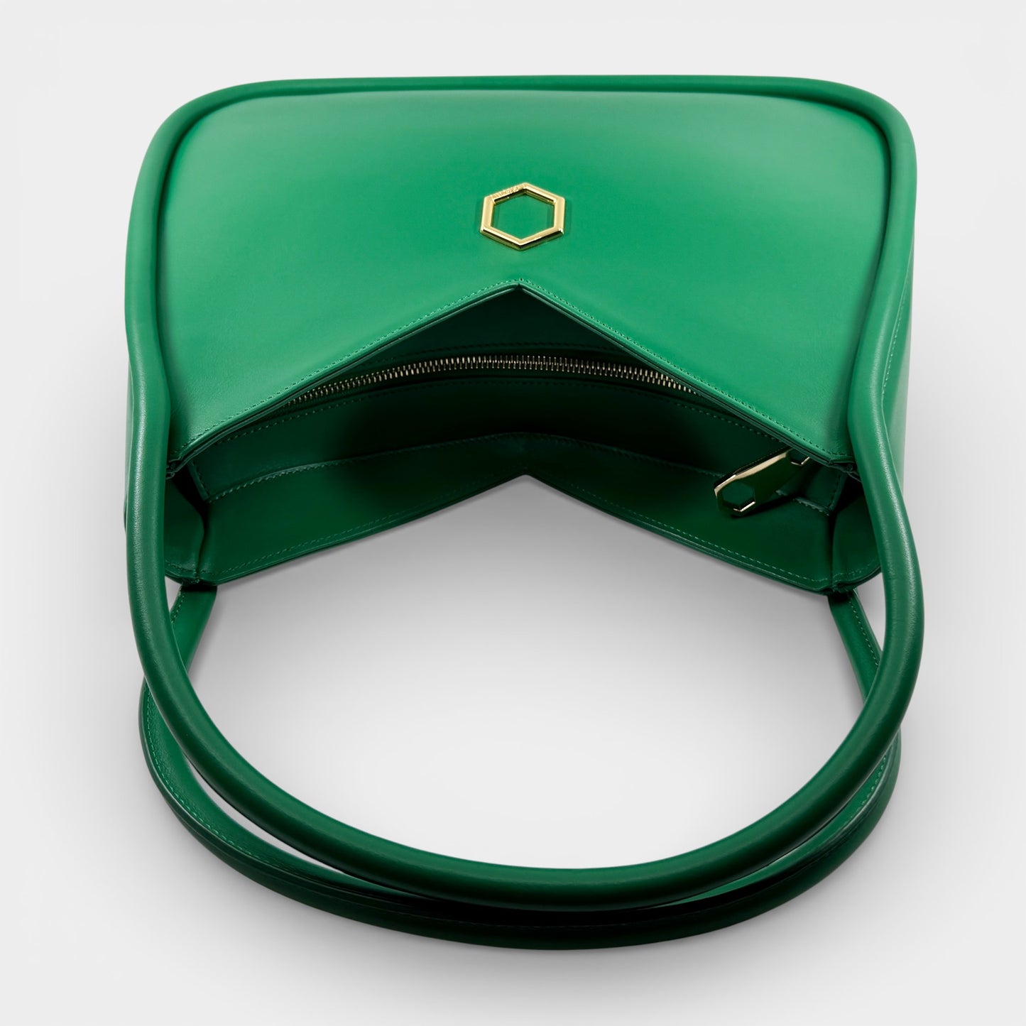 Hibourama Roma Green Leather 'Anita' Medium Handbag