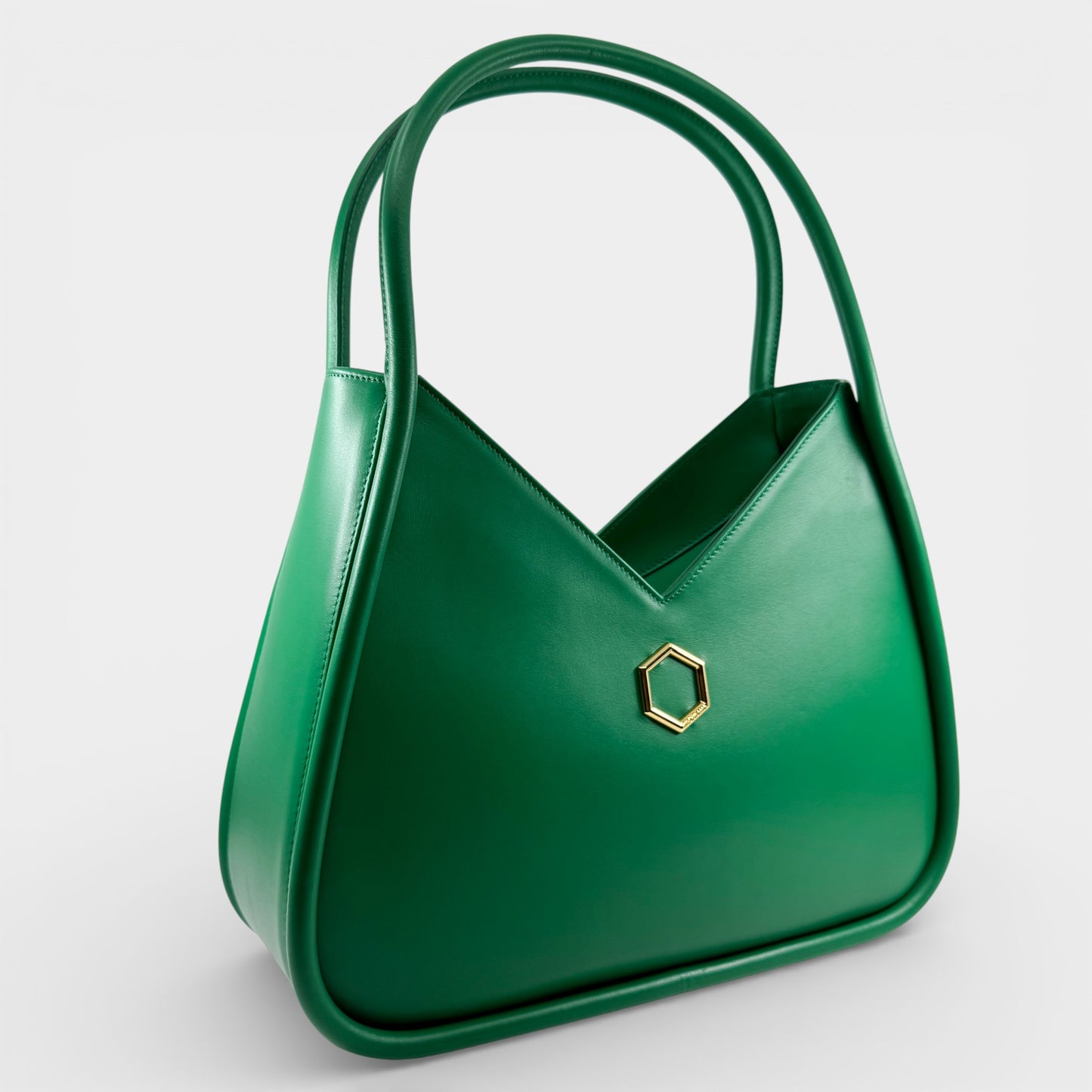 Hibourama Roma Green Leather 'Anita' Medium Handbag