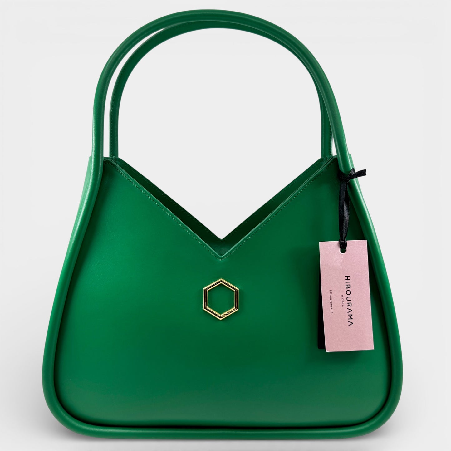 Hibourama Roma Green Leather 'Anita' Medium Handbag