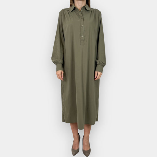 Hindahl & Skudelny Olive Green Sonoro Long Shirt Dress L ~ AU14 [NEW]