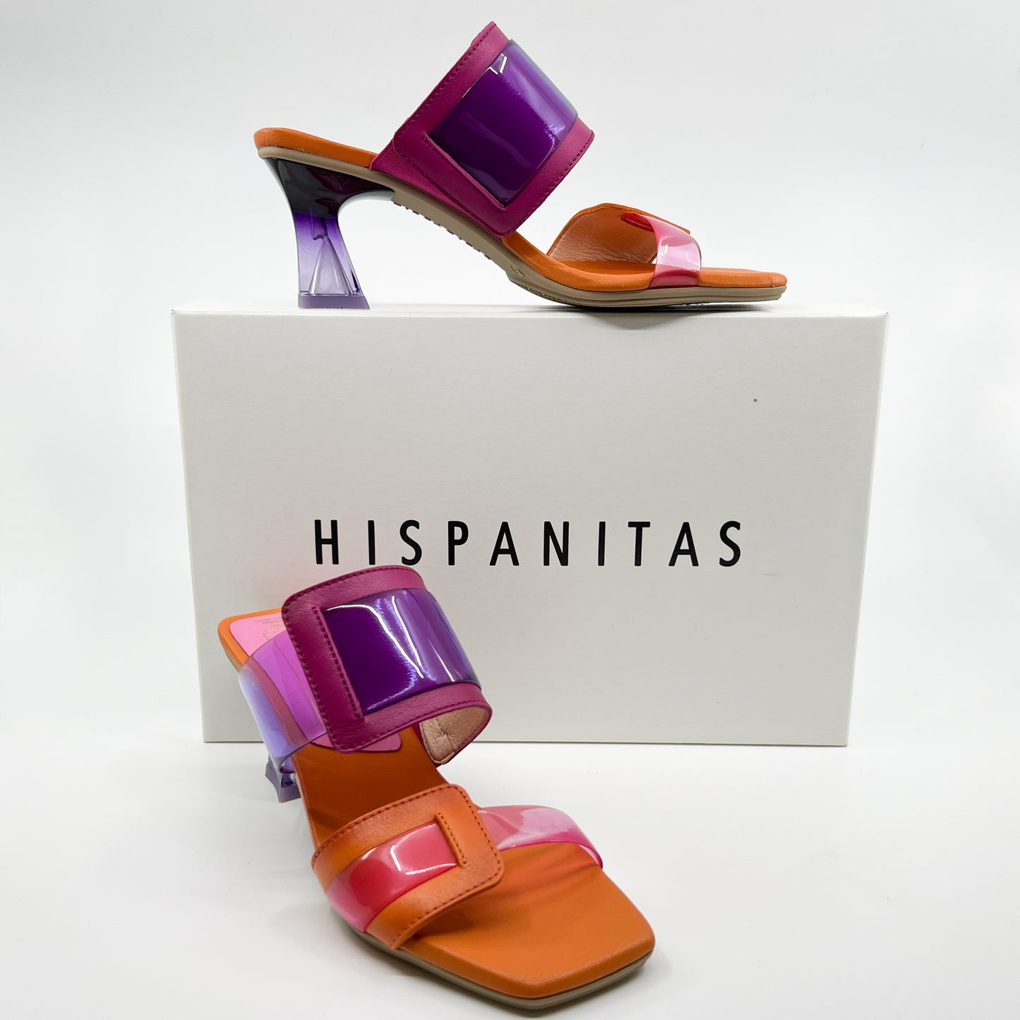 Hispanitas 'Soho' Orange & Pink Leather Mules Shoes EU36 ~ AU5 [NEW]