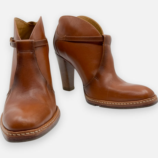 Boss Hugo Boss Rust Tan Leather Thilda Heeled Cowboy Booties EU39 ~ AU8