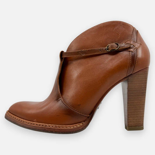 Boss Hugo Boss Rust Tan Leather Thilda Heeled Cowboy Booties EU39 ~ AU8