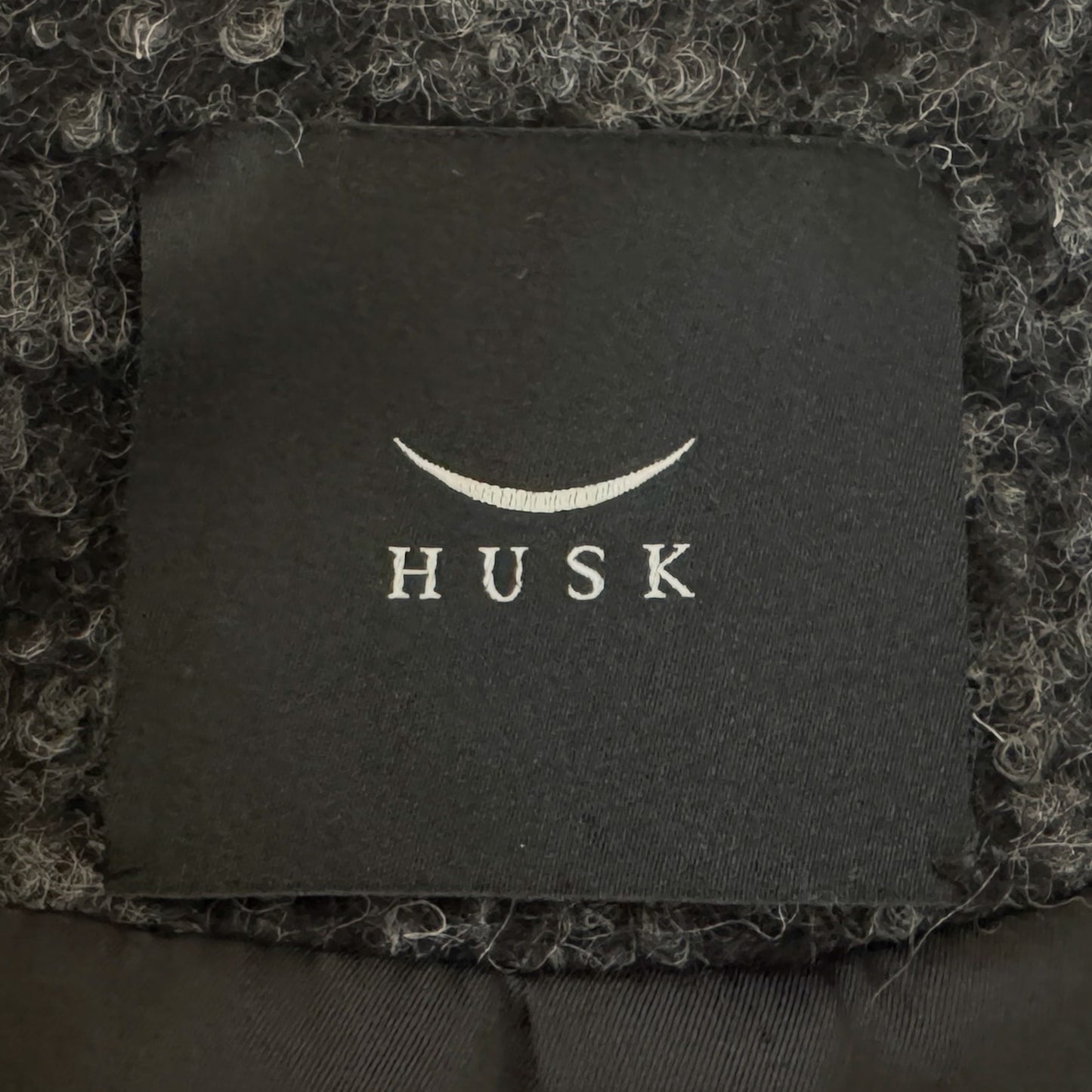 Husk Grey Black Leather & Boucle Wool Jacket 3 ~ AU8-10